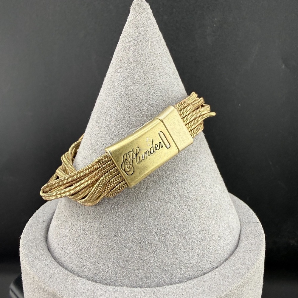 Vintage Plunder Bracelet Gold Tone Multi strand Magnetic Clasp 7"